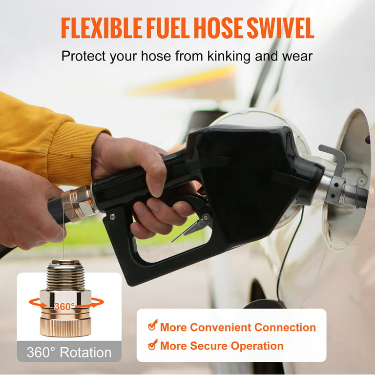 ORION MOTOR TECH Automatic Fuel Nozzle Kit, 3/4 NPT Auto Shut Off Fuel  Nozzle with 360° Hose Swivel, Gas Fuel Transfer Refilling Nozzle with  13/16