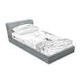 thumbnail image 2 of Ambesonne Beach Fitted Sheet & Pillow Sham Set, Sketch with Boat Palms, Twinxl, Black and White, 2 of 2