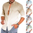 thumbnail image 3 of Men Casual Loose Gradient Shirt Long Sleeve Loose Blouse Button Down Shirts Tops, 3 of 8