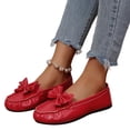 thumbnail image 2 of Dweltoz Women's Leather Penny Loafers Business Casual Comfortable Walking Flats Lightweight Slip-Ons Retro Dressy Shoes,Red 40, 2 of 9