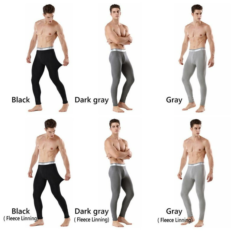 Winter Thick Fleece Lined Leggings Bottom Pants Men's Long Johns Thermal  Underwear Home Pajamas BLACK ( FLEECE LINNING)-3XL 