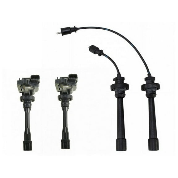 Ignition Coil and Spark Plug Wire Set - Compatible with 2000 - 2002 Mitsubishi Mirage 1.8L 4-Cylinder 2001
