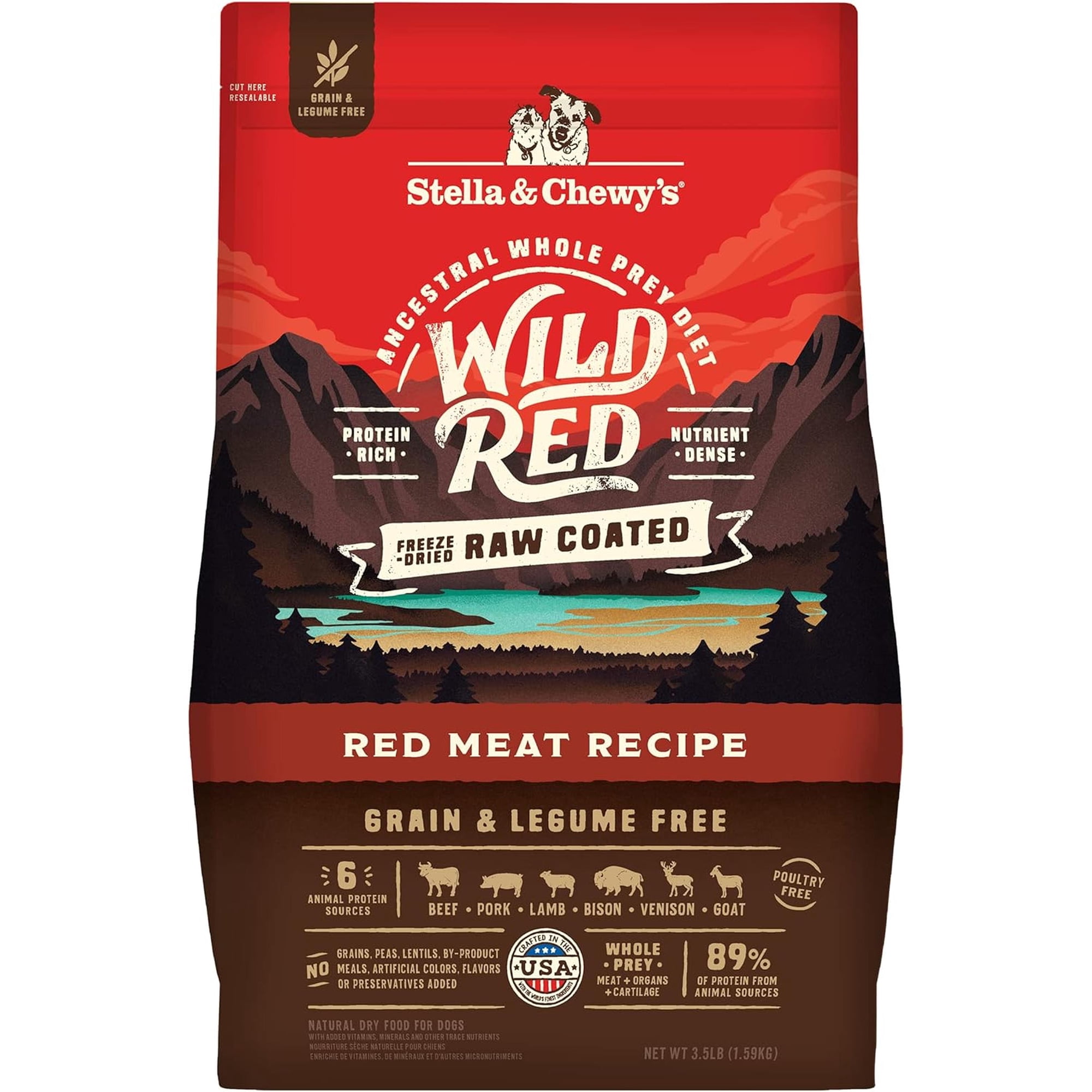 Stella & Chewy's Wild Red Raw Coated Kibble for Dogs - Grain & Legume Free Red Meat Recipe - 3.5 Pound Bag