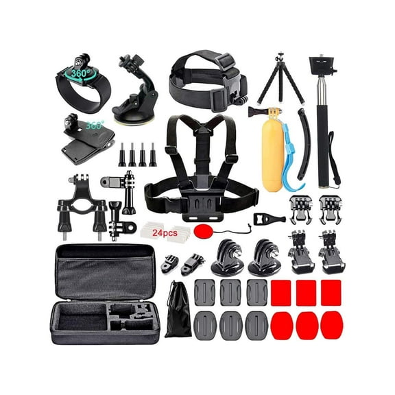60 in 1 Camera Accessories Kit Compatible with GoPro Hero 12 11 10 9 8 7, GoPro Max, GoPro Fusion, DJI Osmo Action, AKASO, APEMAN, Campark, SJCAM