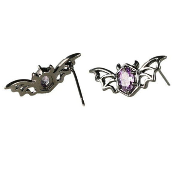 Halloween Bat Stud Earrings – Minimalist Purple Elegant Earrings for Women