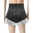 thumbnail image 6 of Hansber Kids Boys Girls Metallic Trim Martial Arts Boxer Training Outfit Boxing Robe And Sides Slit Shorts Set Black Silver 16, 6 of 6