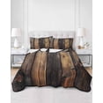 thumbnail image 3 of Black Brown Board Twin Size Down Alternative Comforter, Lightweight Comforter Quilt Bedding Set with Pillow Shams Vintage Chic Shabby Wooden Grain All Seasons Bed Comforter Duvet Insert 68"x86", 3 of 7