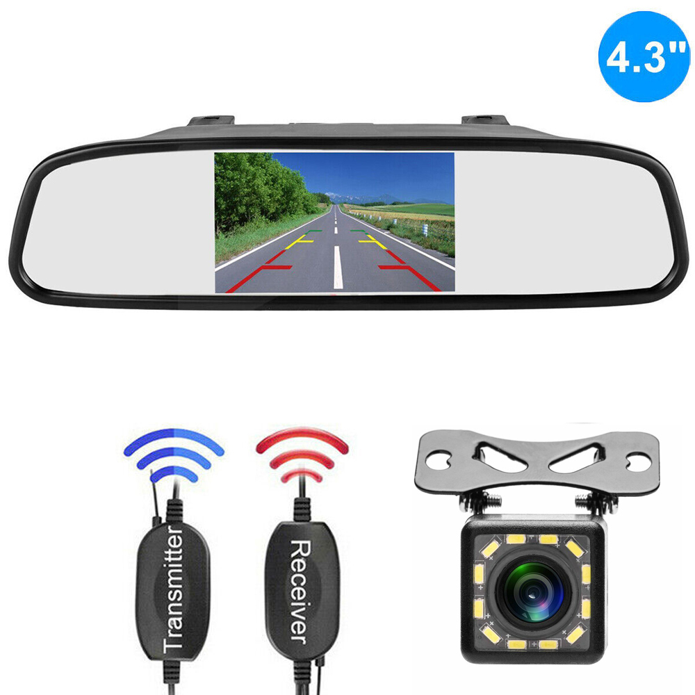 PYLE PLCM4550 Backup Car Camera Rear View Mirror Screen Monitor System with Parking & Reverse