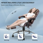 NOBLEMOOD 4 Points Massage Heated Office Chair w/ Foot Rest, Black Reclining Ergonomic Office Chair w/ Pillow for Adult