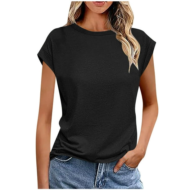 Camisetas de Encaje de Manga Corta con Capucha de Cuello Redondo, de Gran Tamaño Y Casual para el Verano Y el Uso Diario