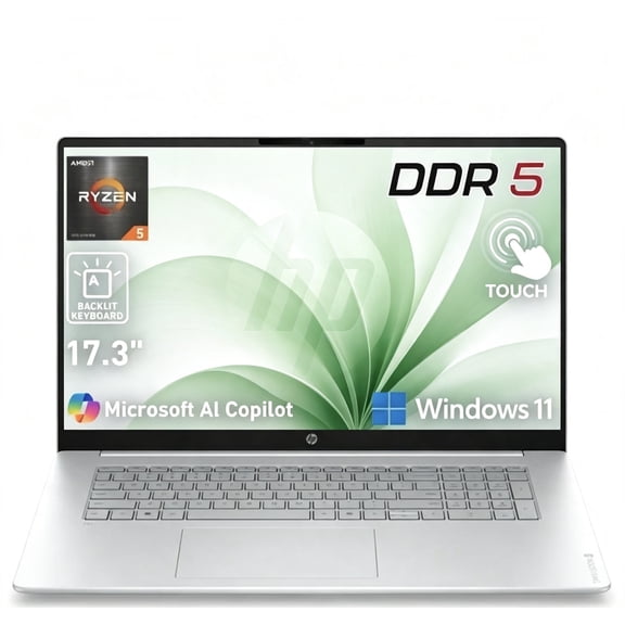 HP OmniBook 3 17.3" Laptop,AMD Ryzen 5 130 Processor,16GB DDR5 Memory RAM,1TB PCIe SSD,Touchscreen,FHD,IPS,WiFi 6,Backlit Keyboard,Windows 11 Pro