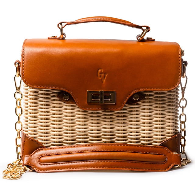 Bolso de mimbre y piel marrón Guadalupe Vázquez Grecia