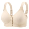 thumbnail image 2 of Npasoilc Plus Size Button Front Sports Bra for Women Adjustable Straps Wireless Yoga Bras Front Closure No Underwire Bra，Full Coverage Bras, 2 of 5