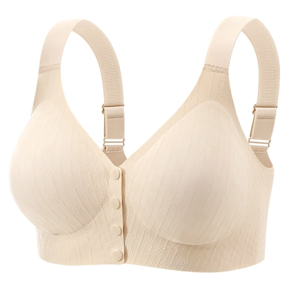 Tbopshirt Bras for Women Push Up Bra Plus Size Plus Size Front Buckle Without Steel Ring Gathered Fixed Cup Underwear Comfortable Seamless Back Underwear Daily Bra.