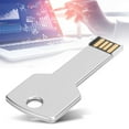 thumbnail image 1 of USB Flash Drive, Key Shape USB Memory Stick for Storage, Silver Aluminum Alloy Disk for Computer, 1 of 7