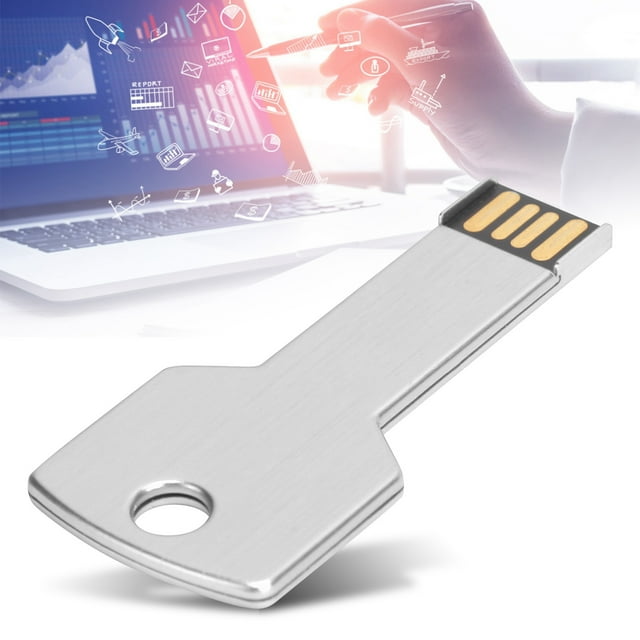 Porte-clés Clé USB, Disque Mémoire USB Clé USB Clé USB en Forme de Clé Clé USB pour Ordinateur Argent