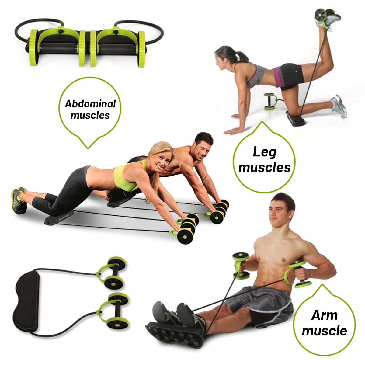 Ab Wheel Roller Jump Rope 2 in 1 Abdominal With Knee Mat Exercise Gym Fitness 