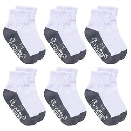 

RATIVE Anti Non Skid Slip Slipper Crew Socks For Unisex Kids Boys Girls (6-pack) (5-7 years White/Grey)
