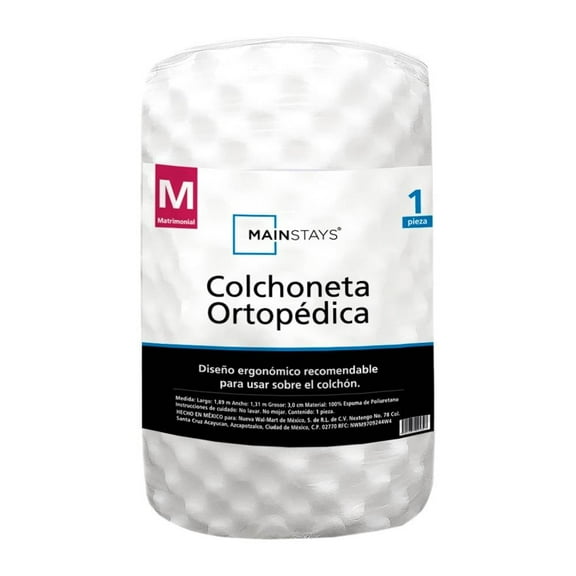 Colchoneta Mainstays Matrimonial Ergonómica Ortopédica