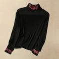thumbnail image 5 of WTOBBY Women's Fashionable Embroidered Long-Sleeve Top with High Neck, Retro Ethnic Design for Inner Layer, Featuring Deung Embroidery and Literary Style, Great for Layered Outfits,Black L, 5 of 7