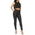 thumbnail image 4 of Moa Collection Women's Solid Faux Leggings/jegging Pants, 4 of 6