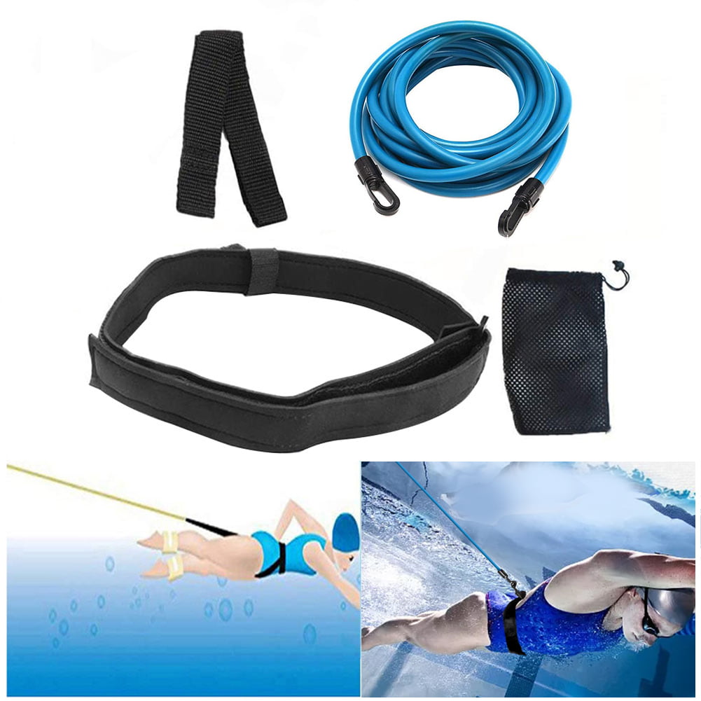 Swim Ankle Strap Stationary Swimmer Lap Pool Training Leash Bungee Belt Harness 