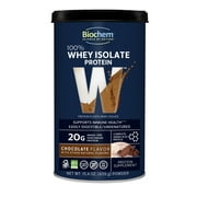 Biochem 100% Whey Protein, Chocolate Flavor 20g, 15.4oz, Certified Gluten Free, Keto Friendly, Vegetarian, Grass-Fed