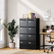 Fesbos 4 Drawer File Cabinet with Lock, File Cabinets for Home Office,18 Deep Vertical Metal Black File Cabinet Office Storage Cabinet Organizer for Letter/Legal / A4