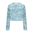 thumbnail image 5 of GaThRRgYP Easy Care Round Neck Long Sleeve Top Women,Fashion Women's Casual Printed Round Neck Long Sleeve T-shirt Fashionable Blouse Hoodless Sweatshirt Tops Light Blue XXL, 5 of 5