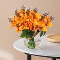 thumbnail image 5 of Spring Artificial Magnolia Silk Flower Branches, Spring Decorations for Home Realistic Faux Magnolia Blooms, Soft Silk Fabric Floral, Durable Home Tabletop Window Decor Accent, 17.3in, Orange, 5 of 7