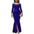 thumbnail image 6 of Bodycon Long Sleeve Dresses for Women Formal Off Shoulder Sexy Split Party Mermaid Dress with Zippe, 6 of 7