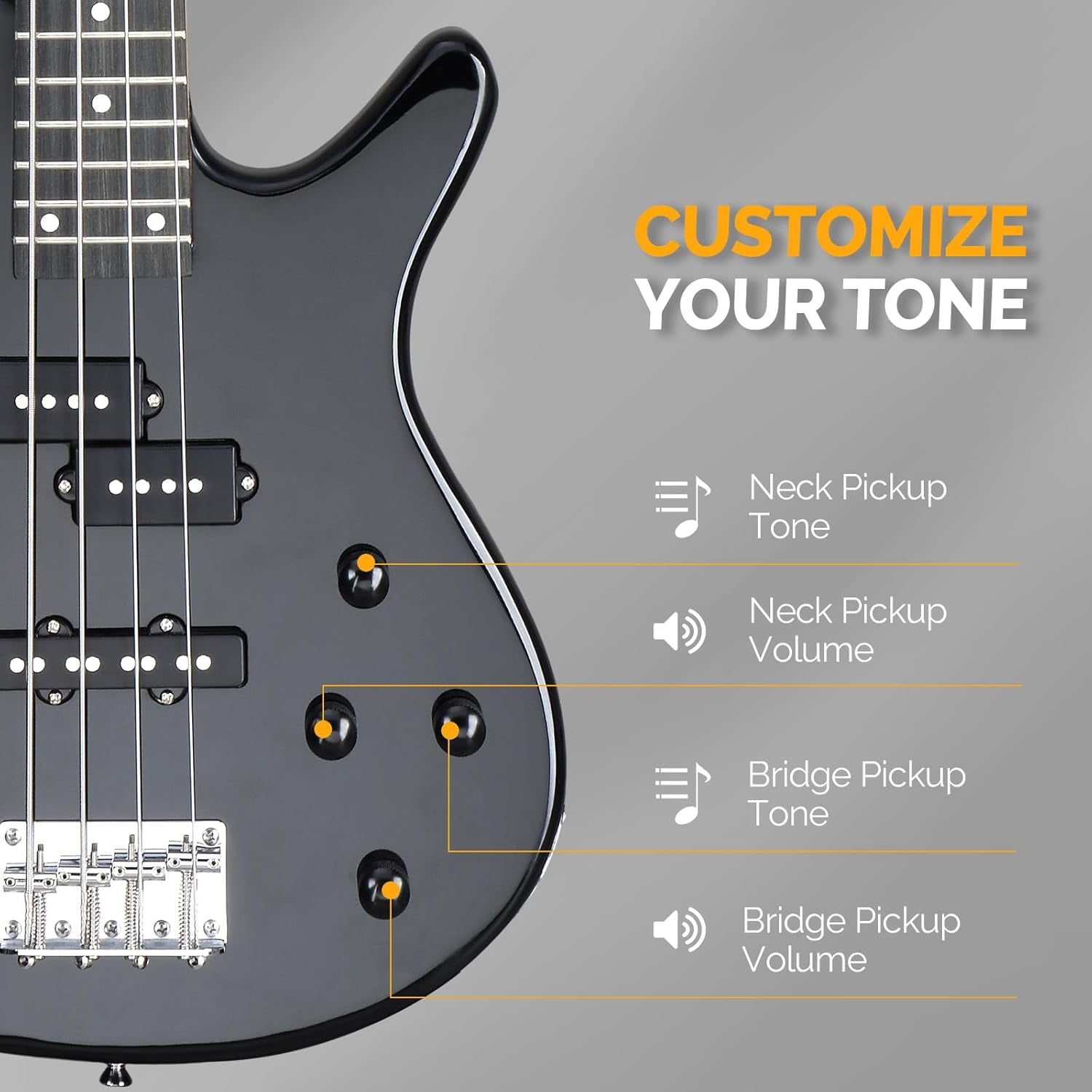 GLARRY 4 String Electric Bass Guitar Beginner Kit, GIB Series Full Size Solid Body Bass Guitar with 20W AMP, Gig Bag Backpack and Accessories (Dark Blue)