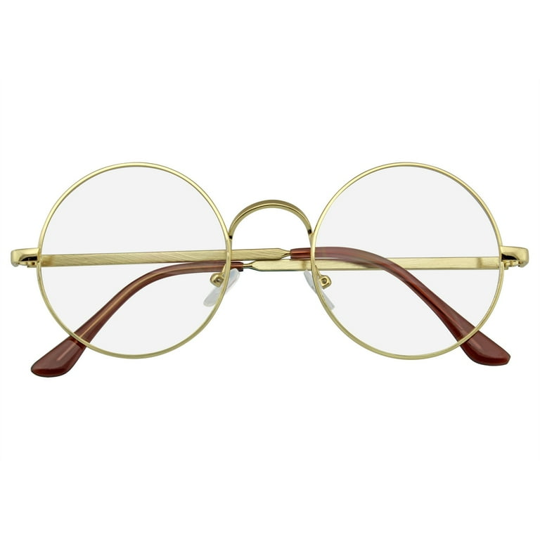 Emblem Eyewear Retro Vintage Classic Round Metal Clear Lens