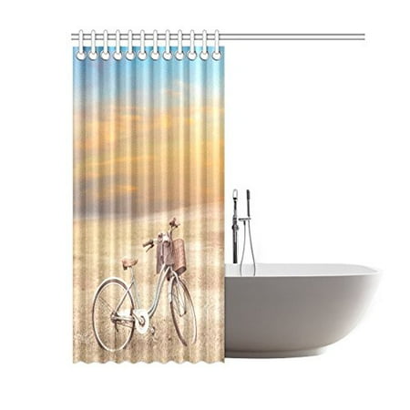 Gckg Vintage Style Shower Curtain Bicycle Outdoor Park Landscape