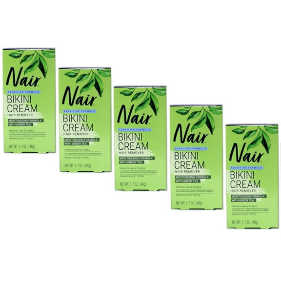 5 Pack Nair Hair Remover Bikini Cream With Green Tea Sensitive Formula 1.70oz Ea