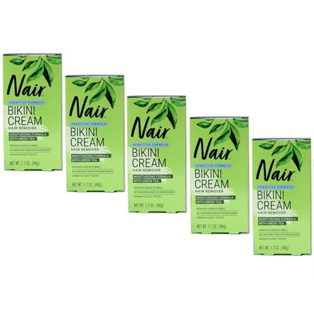 5 Pack Nair Hair Remover Bikini Cream With Green Tea Sensitive Formula 1.70oz Ea