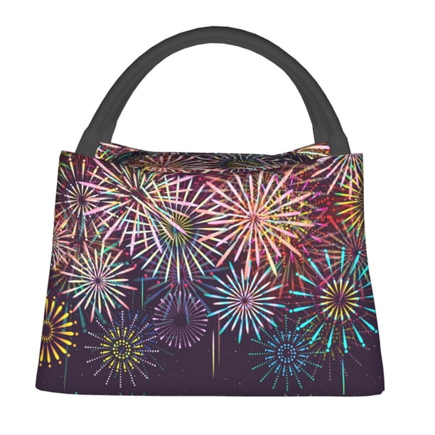 Fotbe Fireworks2 Bolsa Térmica Portátil con Estampado, Bolsa de Entrega de Alimentos Aislada, Bolsa Reutilizable de Gran Capacidad para Comidas y Supermercado