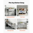 thumbnail image 6 of VEVOR 3 Compartment Sink, 18-Gauge 304 Stainless Steel, 10" x 14" x 10" Bowl Size, 3 Bay Commercial Kitchen Prep & Utility Sink with 2 Drainboards and Backsplash for Restaurant, Food Truck & Home Use, 6 of 9