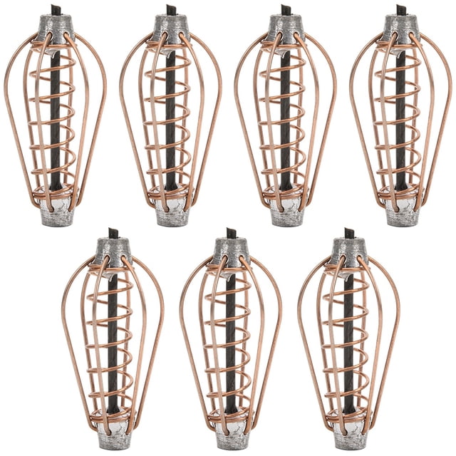 Alimentador de pesca de Metal portátil, señuelo, jaula, accesorios para aparejos con peso, color cobre, 20g (7 uds)