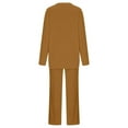 thumbnail image 4 of Women's 2 Piece Outfits Fuzzy Fleece Pajama Set Long Sleeve Top Wide Leg Pants Loungewear, 4 of 6