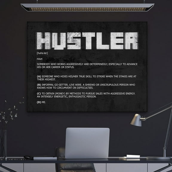 Hustler Definition Wall Art Poster – Motivational Office Decor, Entrepreneur Poster, Modern Black Typography Art, Home Decor, 8x12 UNFRAMED