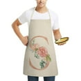 thumbnail image 4 of Tablier en Lin Série Manches pour Adultes et Enfants - Design Lettre Anglaise Rose Tablier de Cuisine, 4 of 5