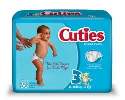 Size 3 CR3001 Heavy Absorbency Disposable Case of 144 Diapers Cuties Diaper 