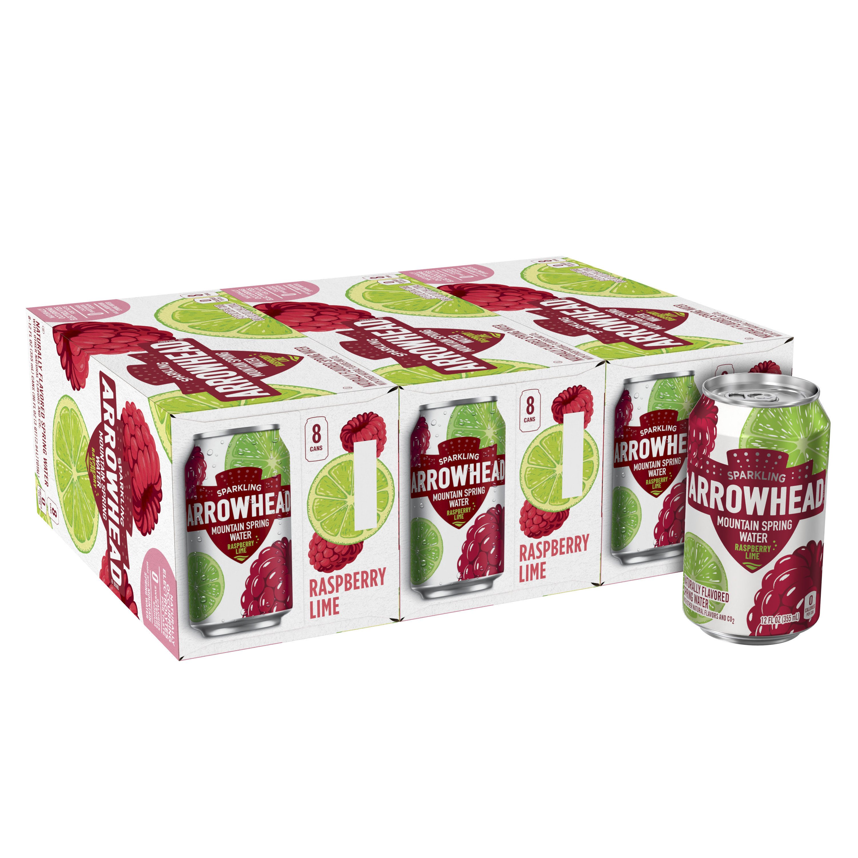 Arrowhead Sparkling Water, Raspberry Lime, 12 oz. Cans (24 Count