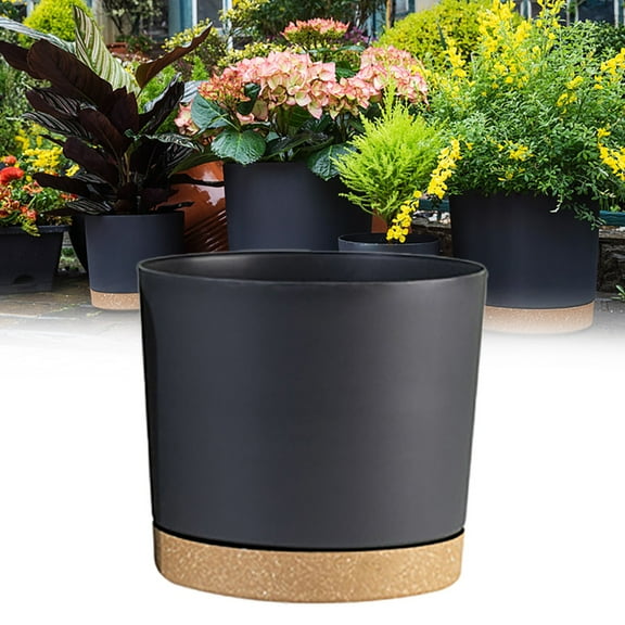 6.5 inch Plant Pot, 2 Pack Planters for Indoor Plants with Drainage Holes & Saucer, Outdoor Flower Pots Home Garden Modern Decor,Grey