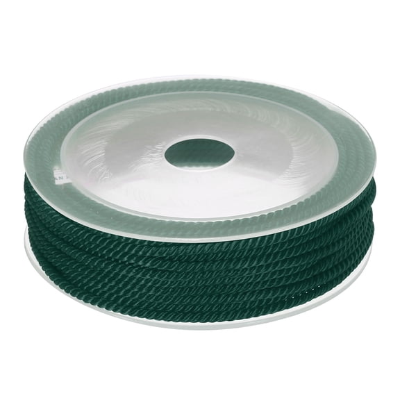 Uxcell Trim Cord Rope 3mm Nylon Twisted Braid Trim Cord Rope Thread String 0.12" 7.6 Yards Dark Green