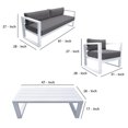 thumbnail image 4 of Four Piece Metal and Fabric Outdoor Sofa Set, Gray and White, 4 of 5