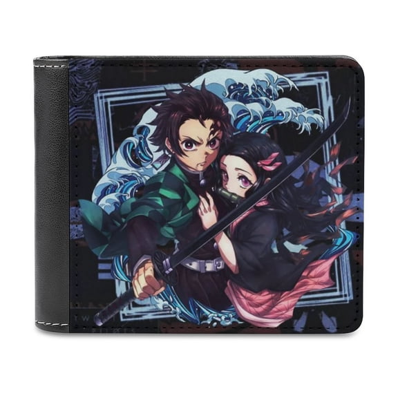 Demon Slayer Slim Bifold Wallet Purse Leather Wallets for Men Women Card Holder Wallets - Thin & Stylish