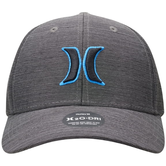 Hurley Men's Hat H2O-DRI Max Embroidered Logo Stretch Flex Fit Cap (Large/X-Large, Charcoal Black)