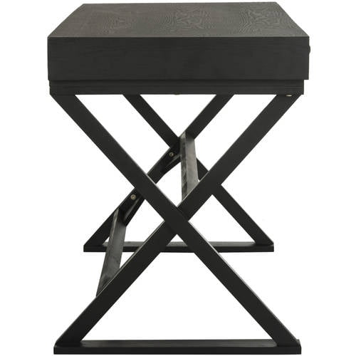 SAFAVIEH Gilbert Solid Glam Writing Desk with 3 Drawers, Weathered Black